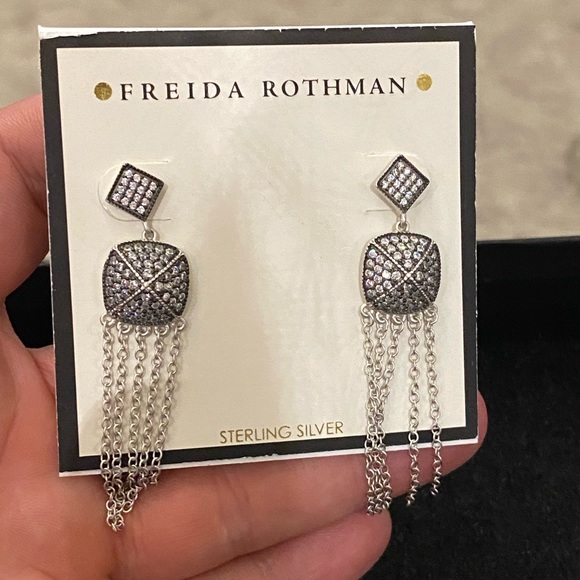 Freida Rothman Pave Fringe Drop Earrings - Picture 2 of 4